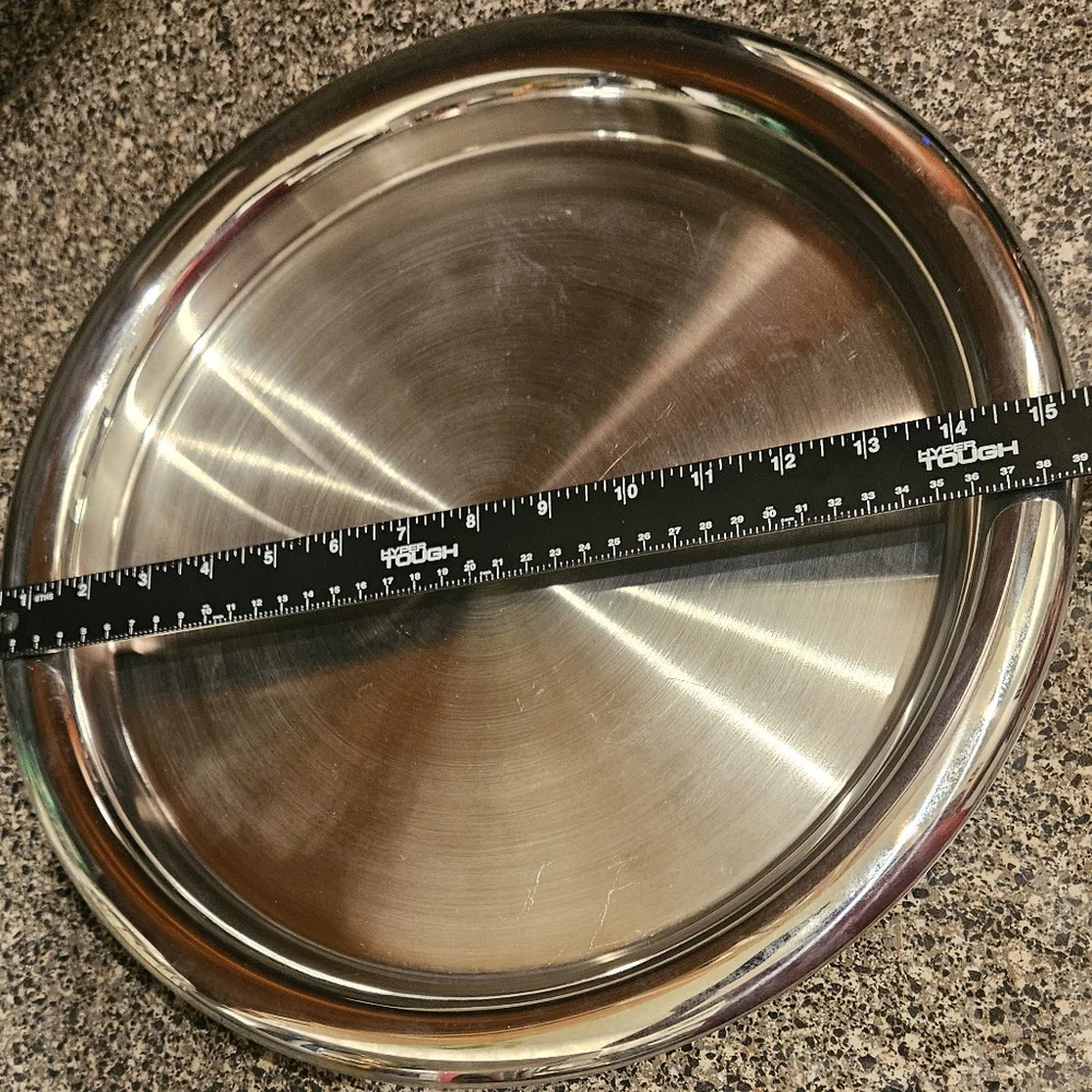 Crate & Barrel Round SS Cocktail Tray Serveware